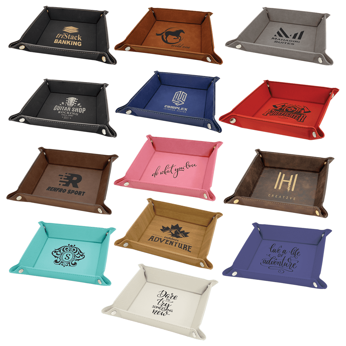Custom Laser-Engraved Leather Folding Dump Tray