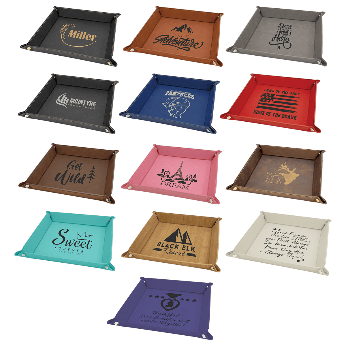 Custom Laser-Engraved Leather Folding Dump Tray