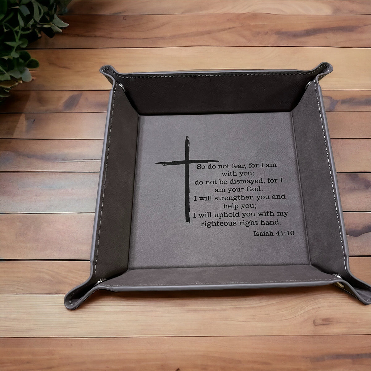 Custom Laser-Engraved Leather Folding Dump Tray