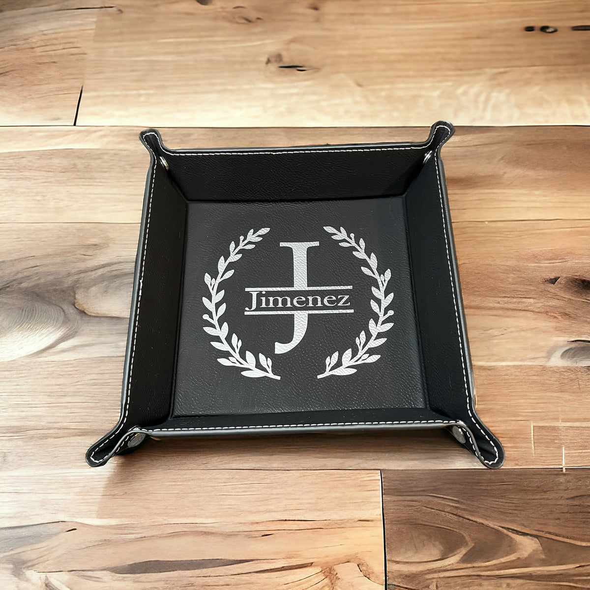 Custom Laser-Engraved Leather Folding Dump Tray