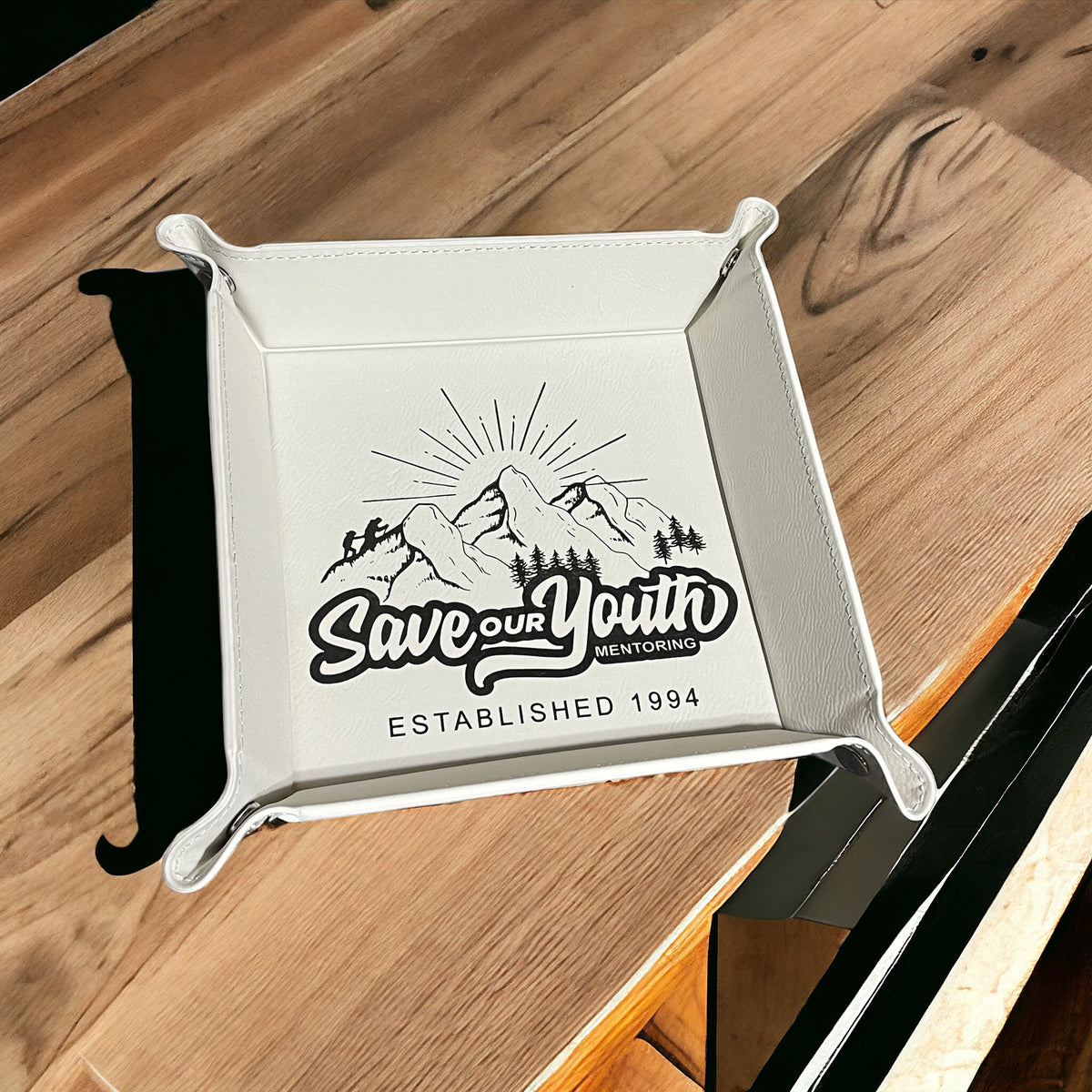 Custom Laser-Engraved Leather Folding Dump Tray