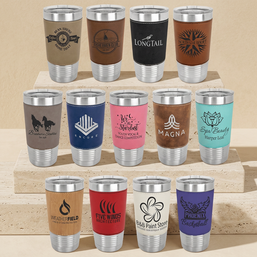 Engraved leatherette tumbler assortment