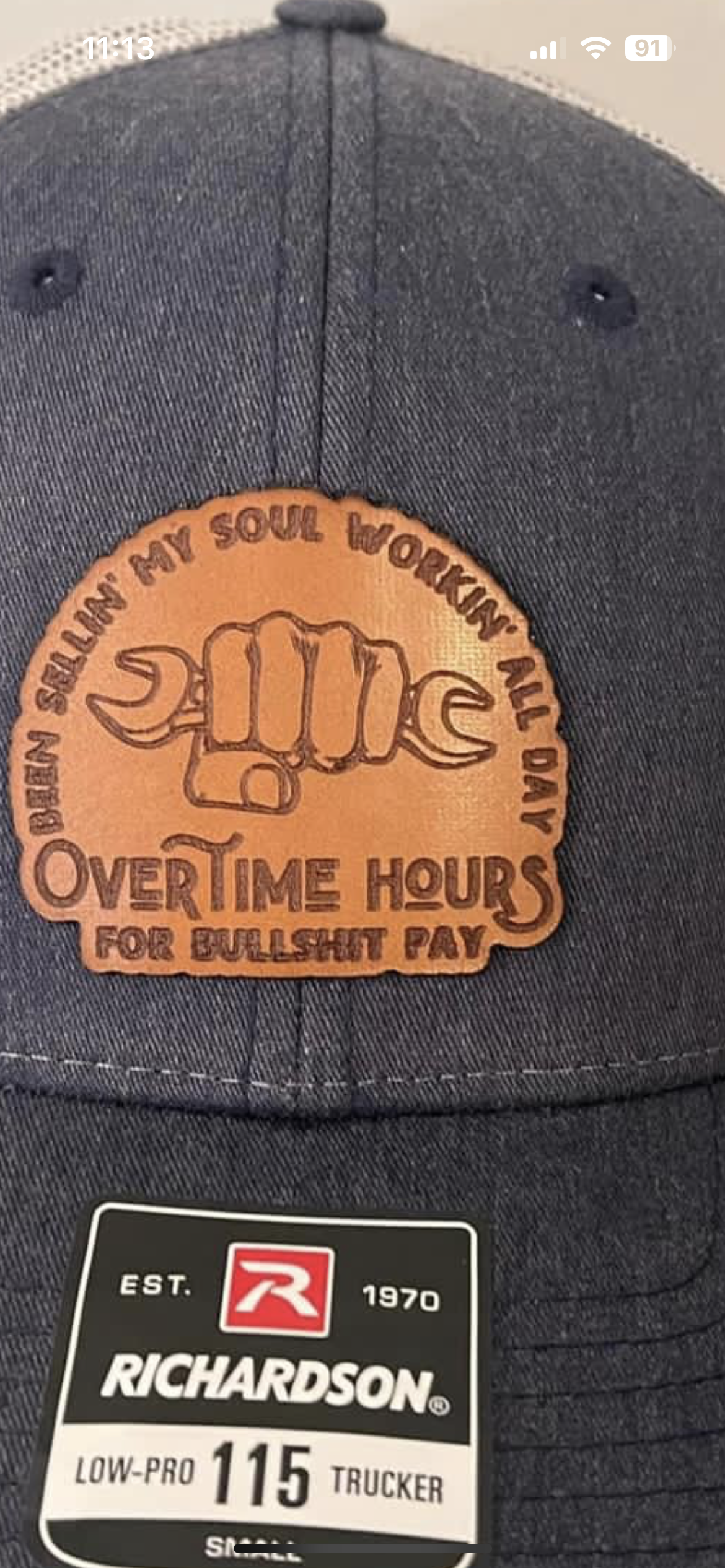 Richardson 112 Leather Patch Engraved Trucker Hat
