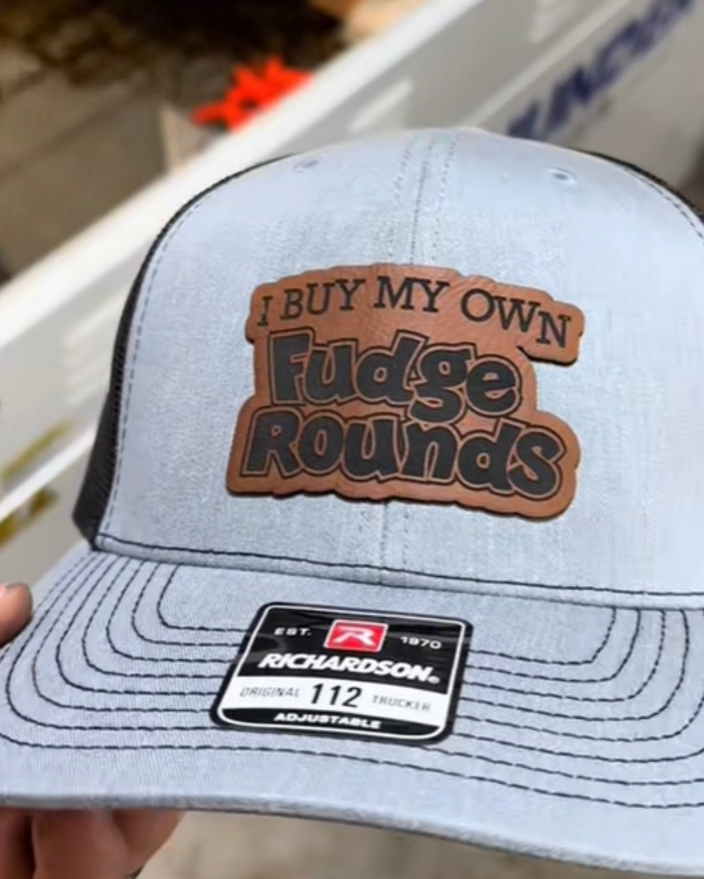 Richardson 112 Leather Patch Engraved Trucker Hat