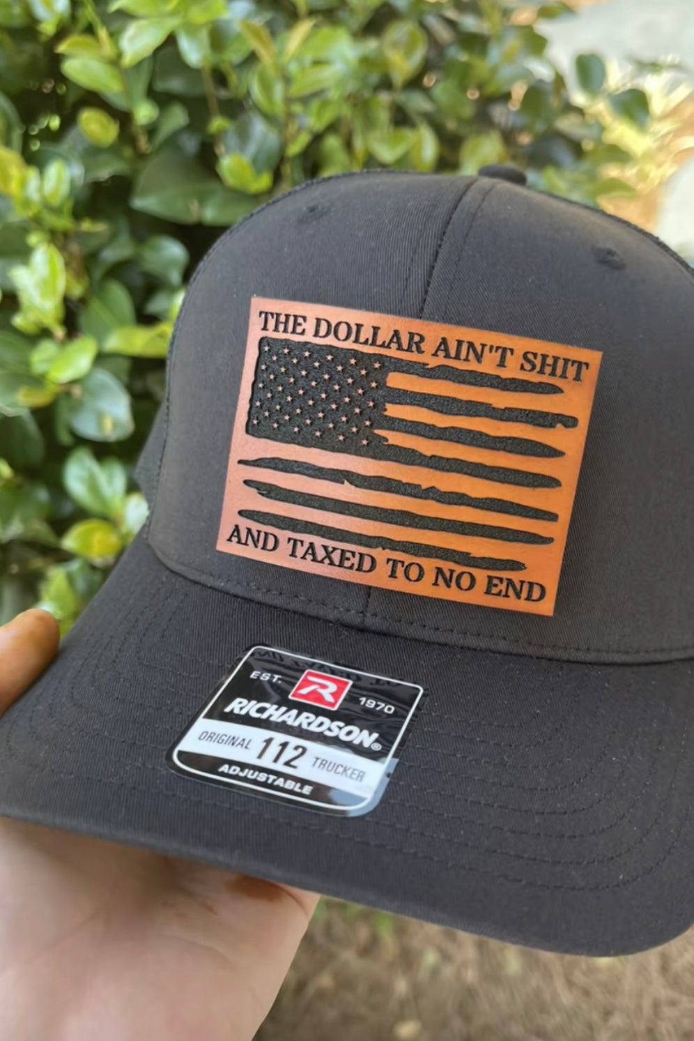 Richardson 112 Leather Patch Engraved Trucker Hat