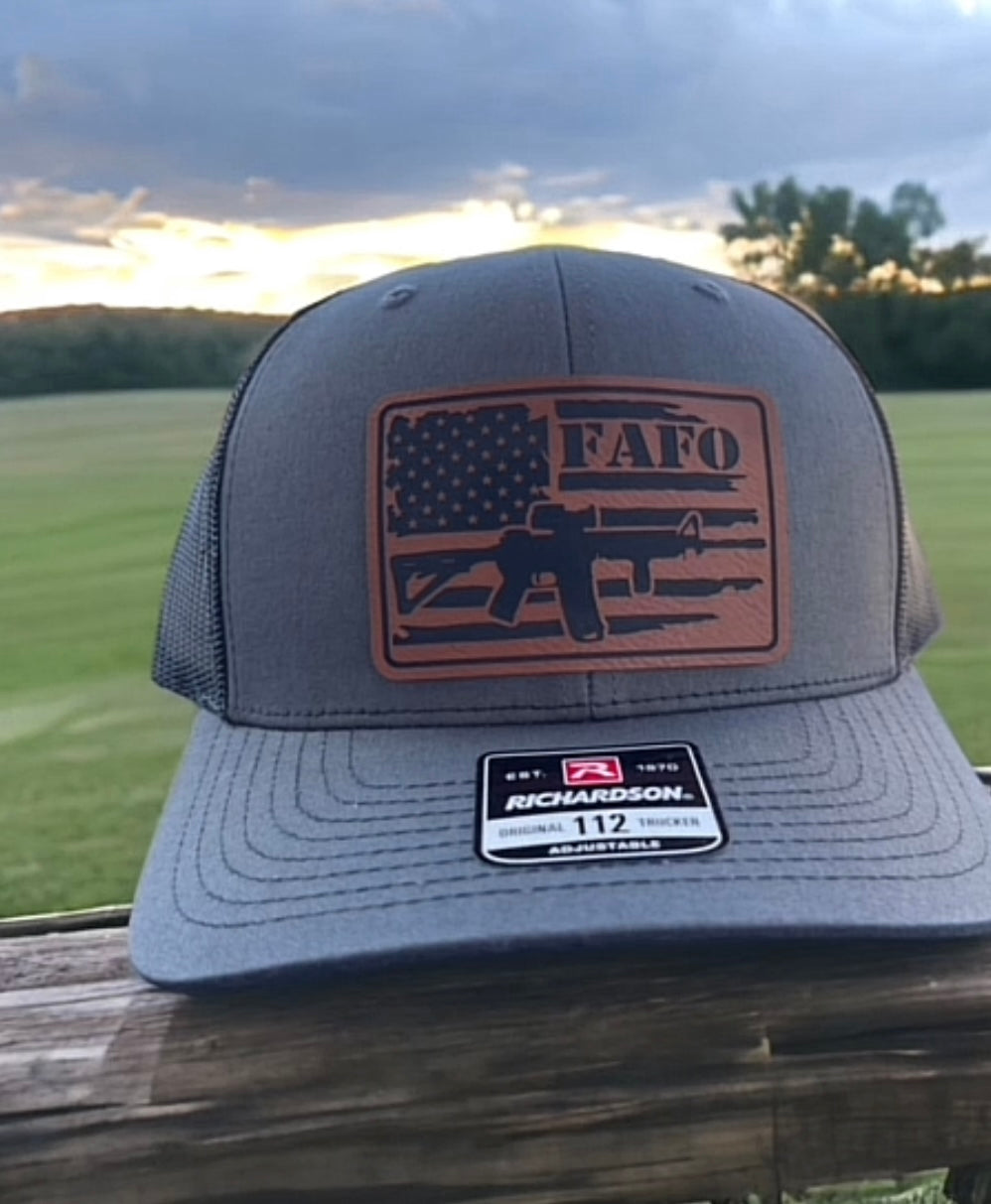 Richardson Leather Patch Engraved Trucker Hat