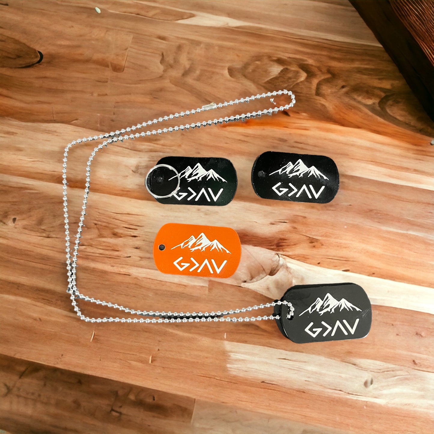 Custom Laser-Engraved Keychains & Dog Tags