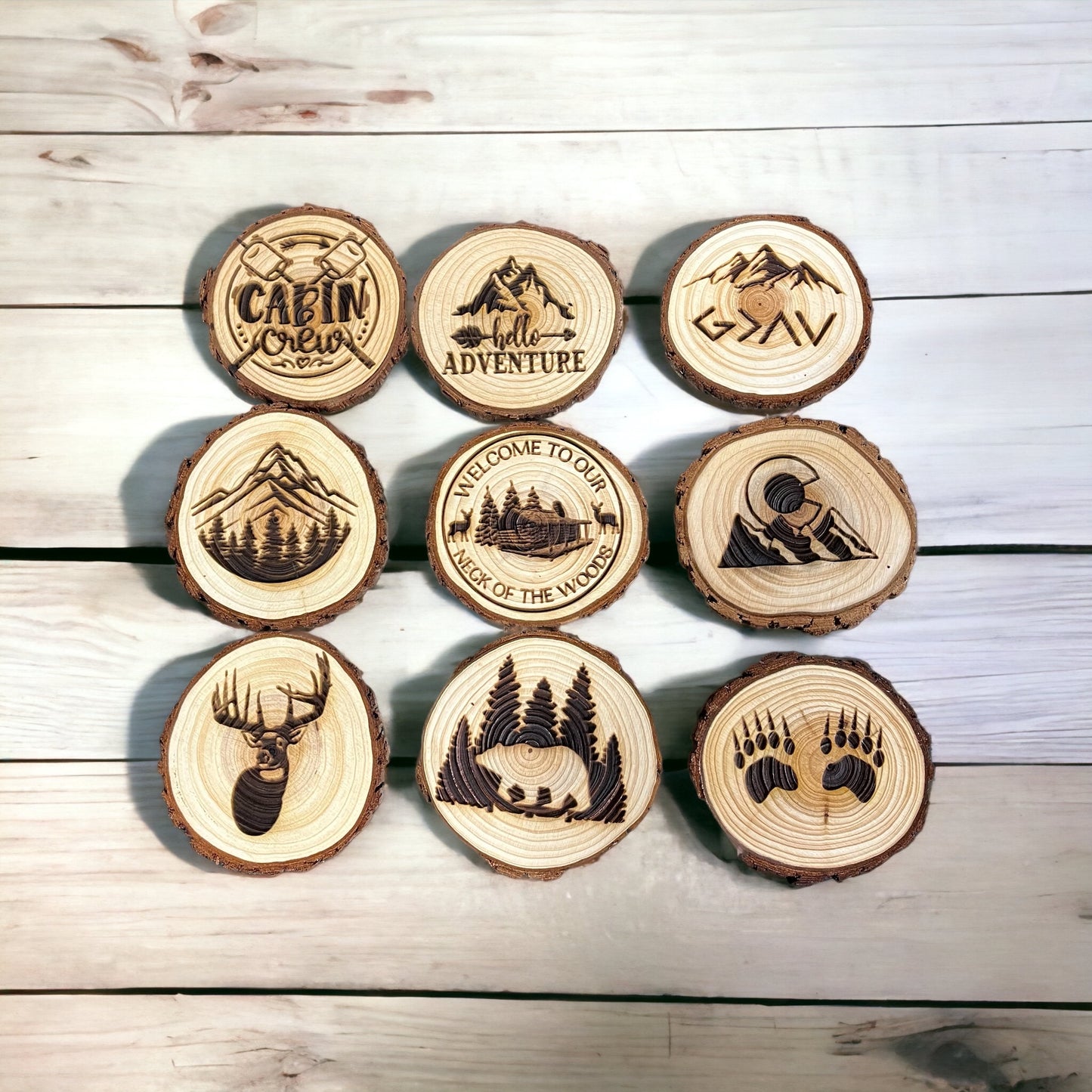 Laser-Engraved Natural Wood Christmas Ornaments