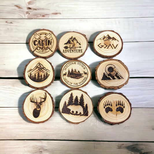 Laser-Engraved Natural Wood Christmas Ornaments