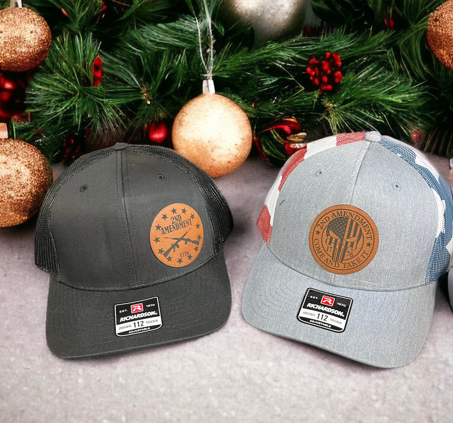 Richardson 112 Leather Patch Engraved Trucker Hat