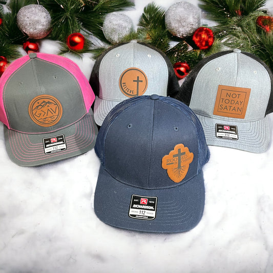 Richardson 112 Leather Patch Engraved Trucker Hat