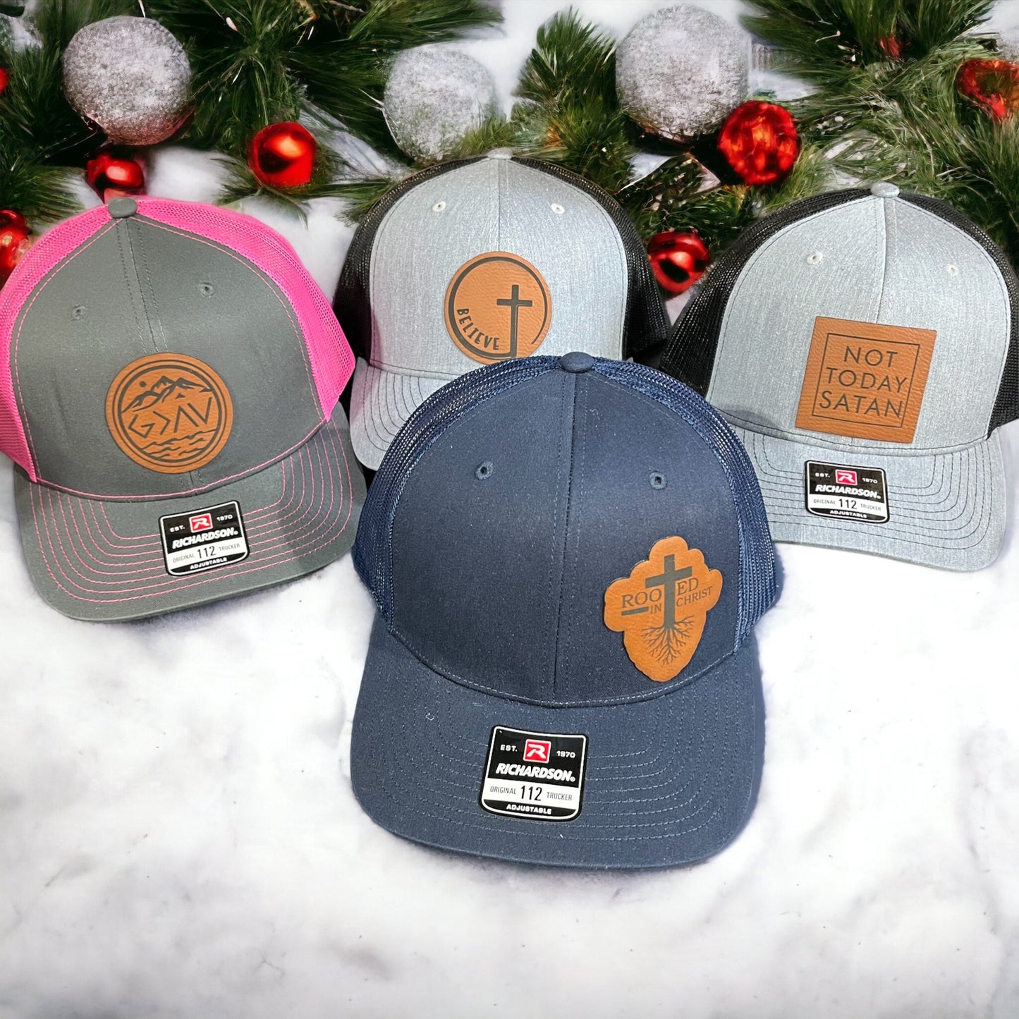 Richardson 112 Leather Patch Engraved Trucker Hat