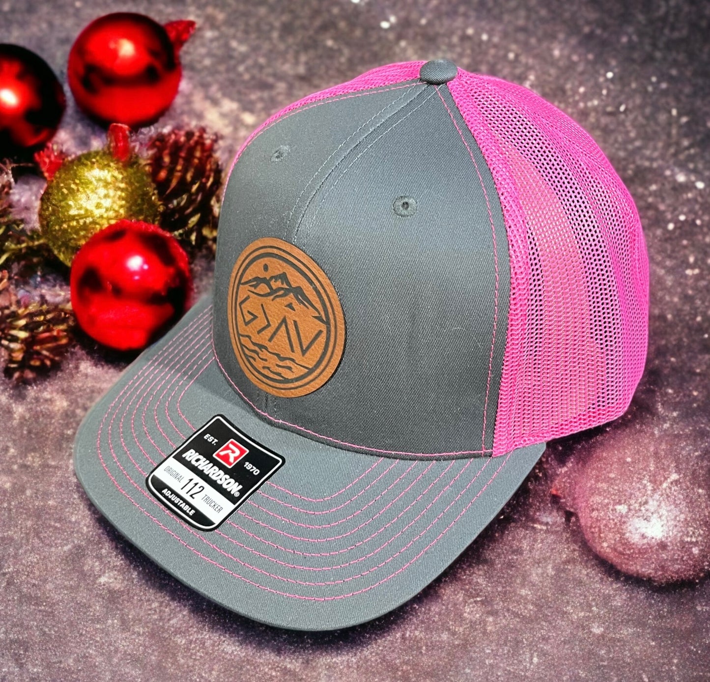 Richardson Leather Patch Engraved Trucker Hat