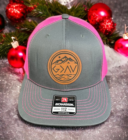 Richardson 112 Leather Patch Engraved Trucker Hat