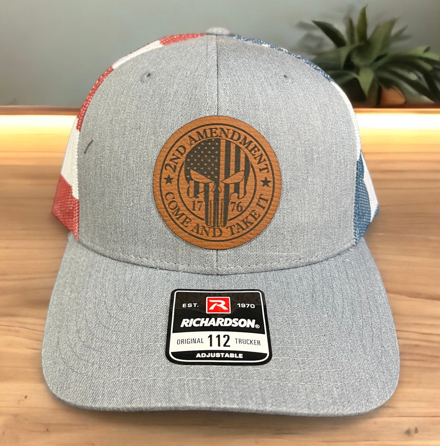 Richardson 112 Leather Patch Engraved Trucker Hat