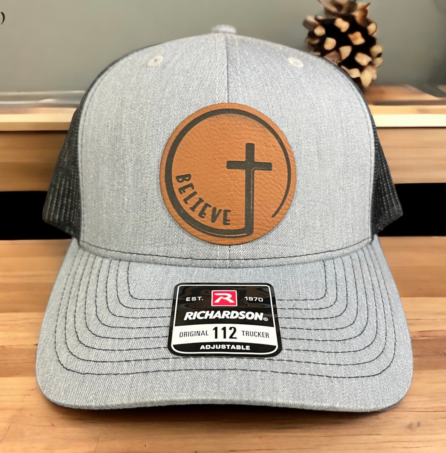 Richardson 112 Leather Patch Engraved Trucker Hat