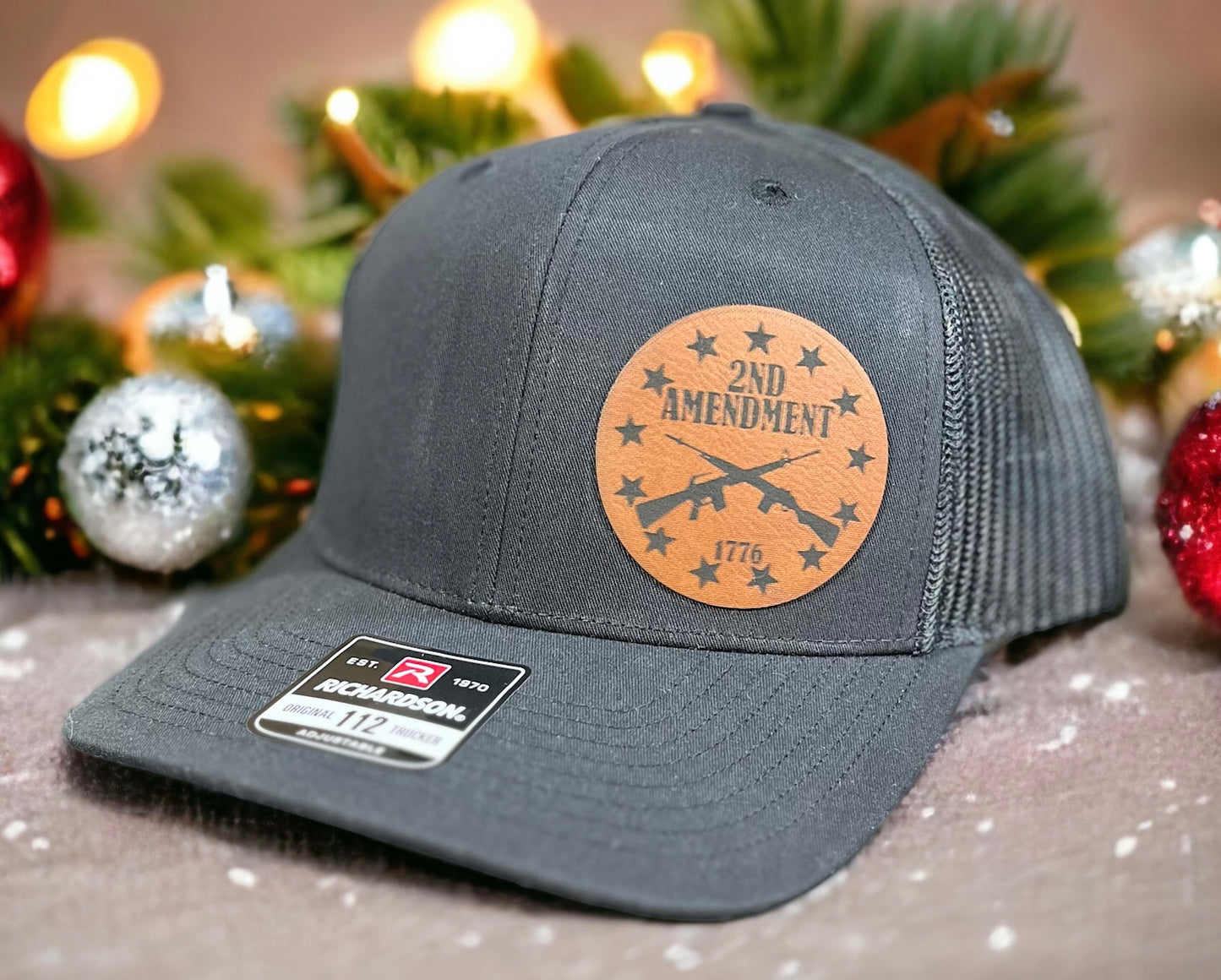 Richardson Leather Patch Engraved Trucker Hat