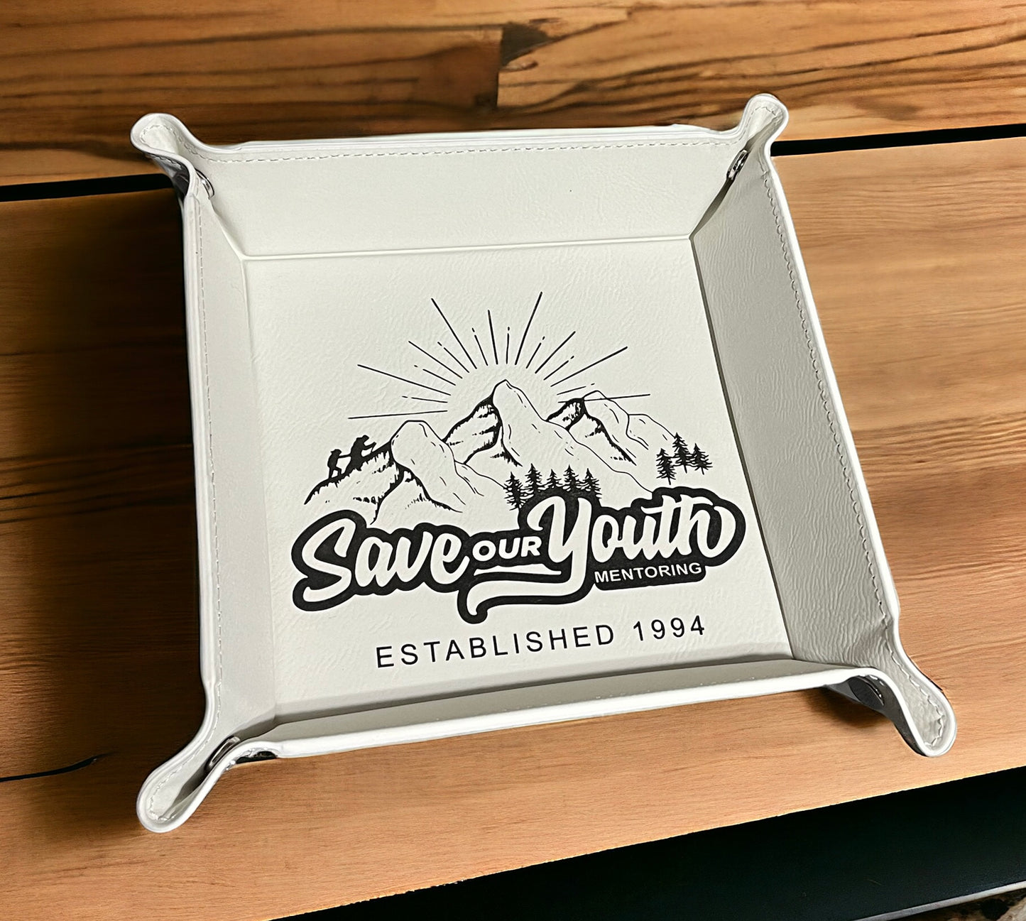 Leather Laser Engraved Folding Dump Tray