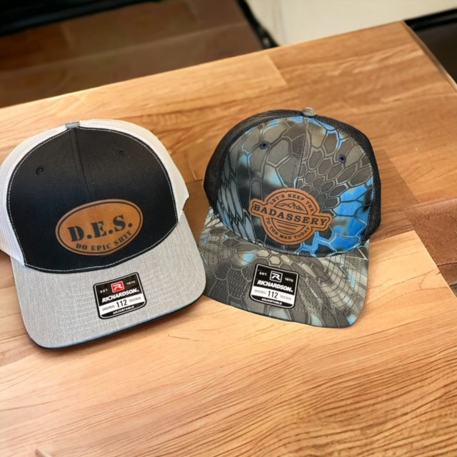 Richardson 112 Leather Patch Engraved Trucker Hat