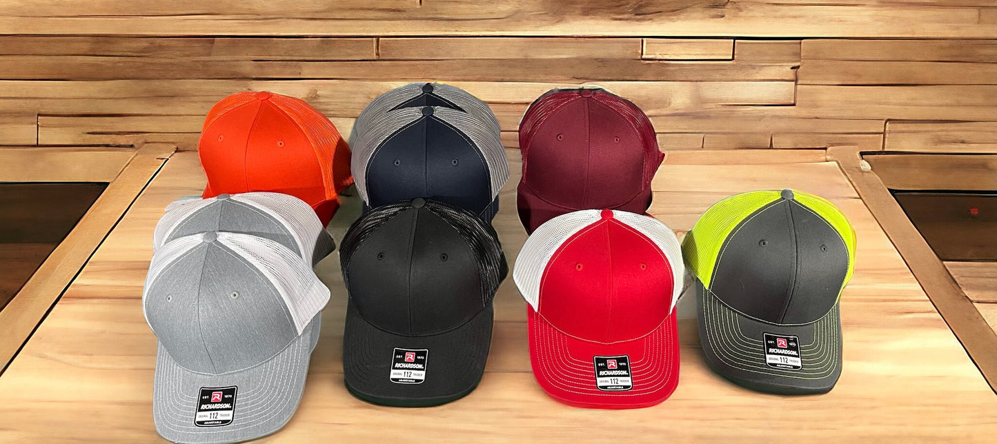 Richardson Leather Patch Engraved Trucker Hat