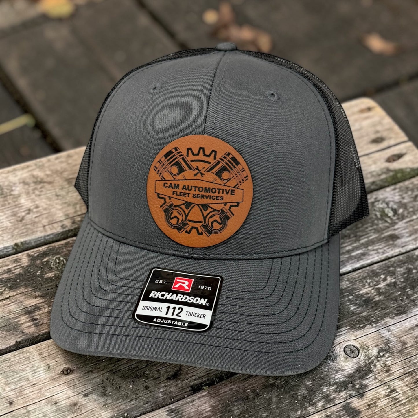 Richardson 112 Leather Patch Engraved Trucker Hat