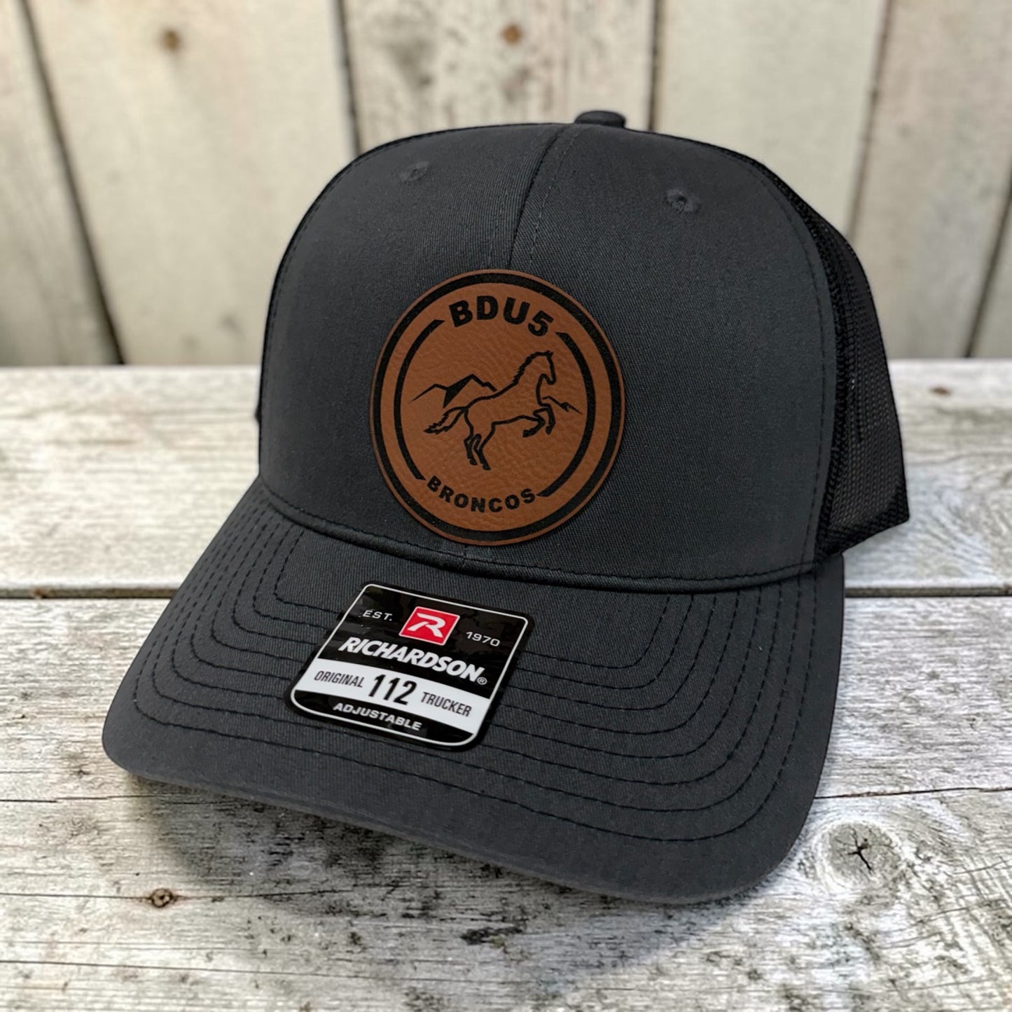 Richardson 112 Leather Patch Engraved Trucker Hat