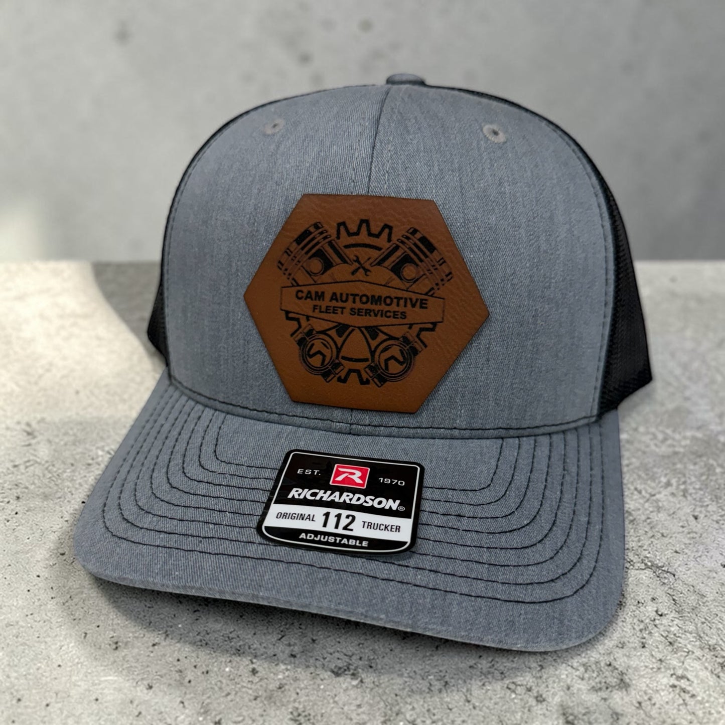Richardson 112 Leather Patch Engraved Trucker Hat