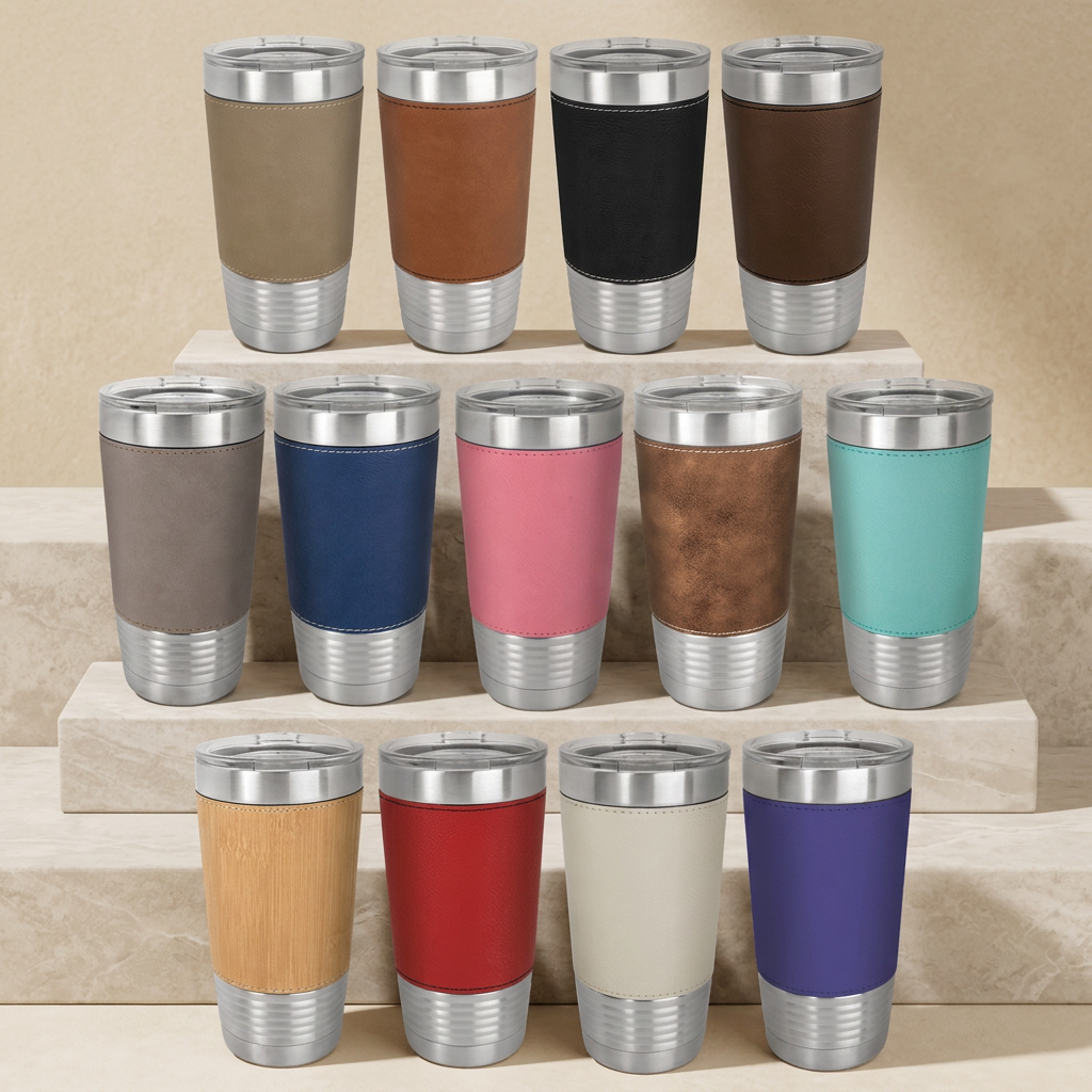 Blank leatherette tumbler color assortment